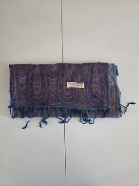 pashmina Blue Paisley Pattern Wrap Scarf